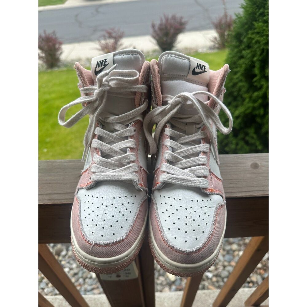 Nike Dunk High 1985 Arctic Orange Pink Denim Sneakers Size 7.5